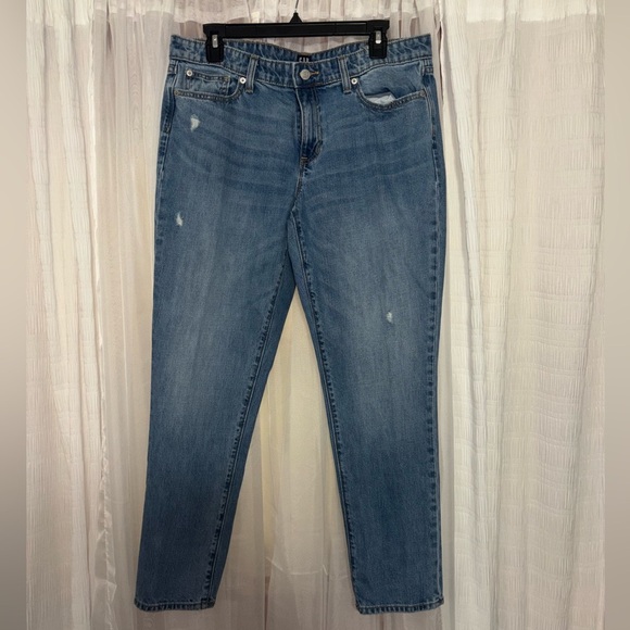 GAP Blue Straight Leg Jeans with Subtle Distressing - Picture 1 of 4
